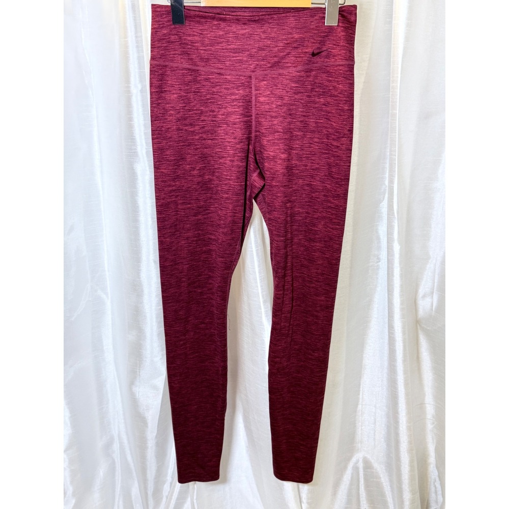 Nike Leggings Womens Medium Burgundy Space Dye Dri-FIT Activewear Pants